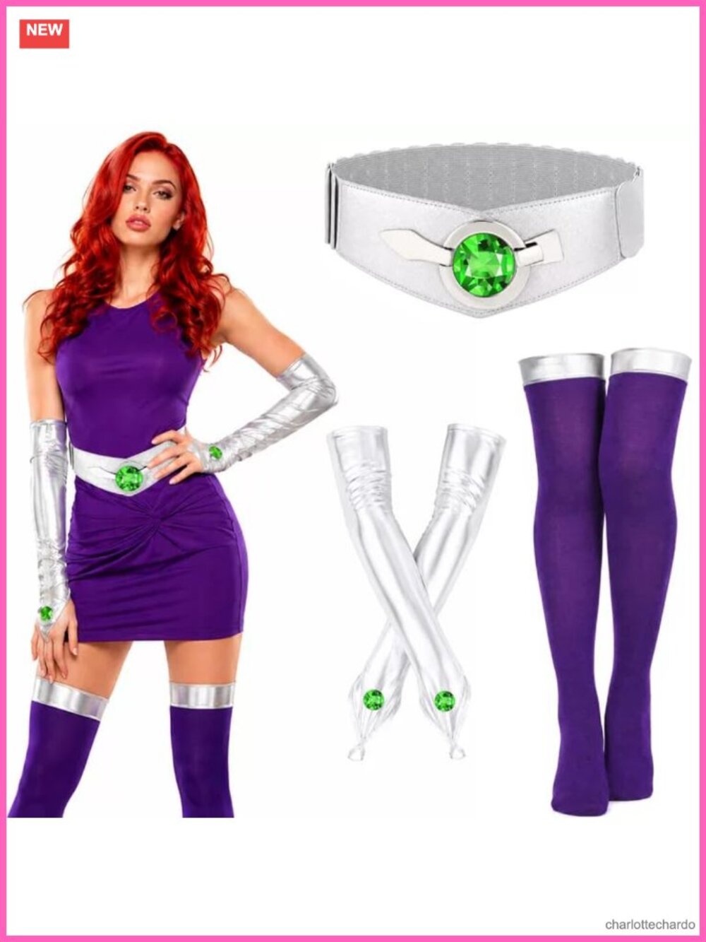 Hero Costume Accessory Set Waist Belt Gloves Stockings Rhinestones Cosplay